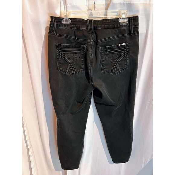 Seven 7 Jeans Womens 14 Black Denim High Rise Skinny S Pocket Stretch EUC 32” - Picture 2 of 4